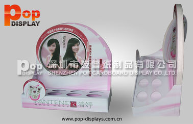 Hair Care Products Corrugated Cosmetic Display Stands With Recycled Material