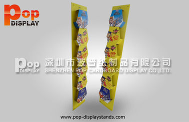 Yellow Cardboard Display Stands Snack Retail Hanging Pockets Display