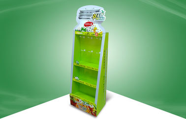 Medicine Green Cardboard Display Stands With Hooks / Shelves