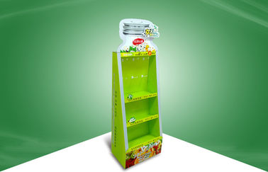 Medicine Green Cardboard Display Stands With Hooks / Shelves