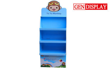 Baby Bottle Cardboard Display Stand With Three Blue Shelves