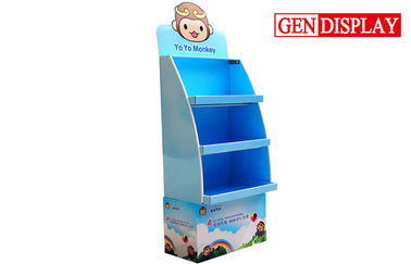Baby Bottle Cardboard Display Stand With Three Blue Shelves