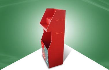 Red Free Standing Display Unit Cardboard Floor Display with Hooks for Christmas Gifts