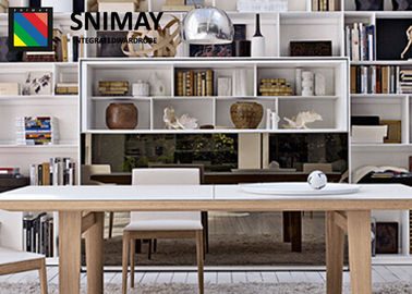 Pure White Furniture Display Cabinets Bookcase With MDF Wood Table , Floor Standing