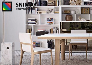 Pure White Furniture Display Cabinets Bookcase With MDF Wood Table , Floor Standing
