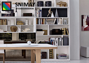 Pure White Furniture Display Cabinets Bookcase With MDF Wood Table , Floor Standing