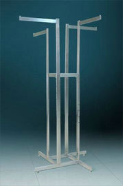Mobile Metal Tube Portable Clothes Display Racks With Four Arms