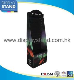 Temporary Card Point of Purchases Floor Cardboard Display Stands with Metal Hooks