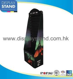 Temporary Card Point of Purchases Floor Cardboard Display Stands with Metal Hooks
