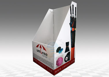 WaterProof  White Cardboard Display Stand For Umbrella Promotion
