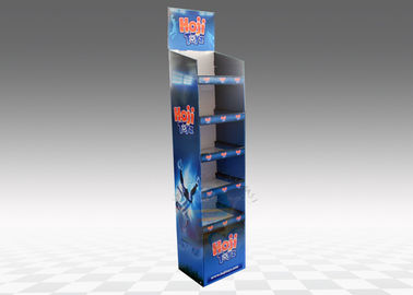 Corrugated Cardboard Display Stand , Blue 5 - tier Paper shelf Stand
