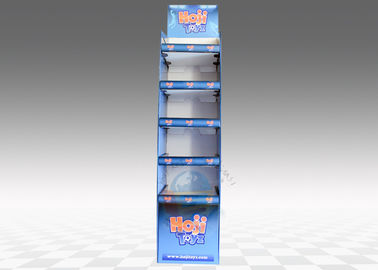 Corrugated Cardboard Display Stand , Blue 5 - tier Paper shelf Stand