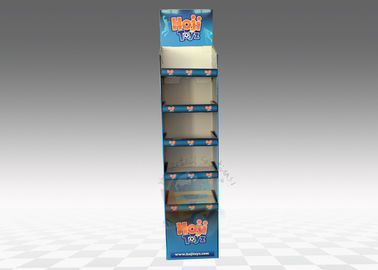 Corrugated Cardboard Display Stand , Blue 5 - tier Paper shelf Stand