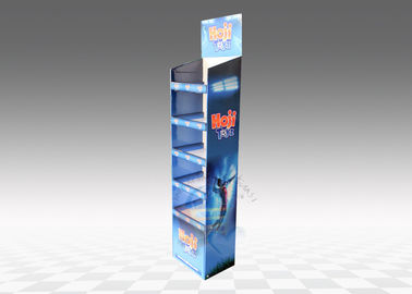 Corrugated Cardboard Display Stand , Blue 5 - tier Paper shelf Stand
