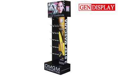 Eco-friendly Cardboard Eyeliner Cosmetic Display Stands With Plastic Hooks