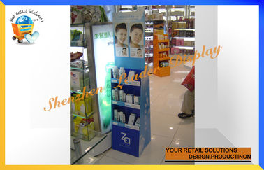 Advertising Makeup / Cosmetic Carton Display Stands For Sales Retail With Hooks