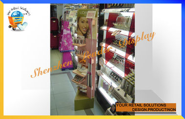 Advertising Makeup / Cosmetic Carton Display Stands For Sales Retail With Hooks