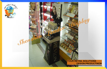 Advertising Makeup / Cosmetic Carton Display Stands For Sales Retail With Hooks