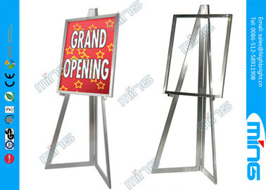 Mordern Chrome Metal Floor Stand Sign Holder, Top Loading Poster Holder