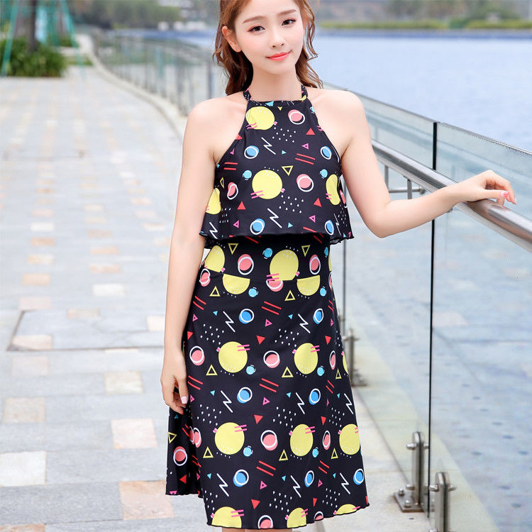 Cheap Beautiful Print One Piece Woman Swimwear Swimsuit Dress