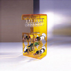 Yellow Acrylic Wine Bottle Display Stand Holder For Hotel / Home
