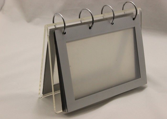 OEM / ODM White Country Acrylic Desk Calendar Holder With Metal Ring
