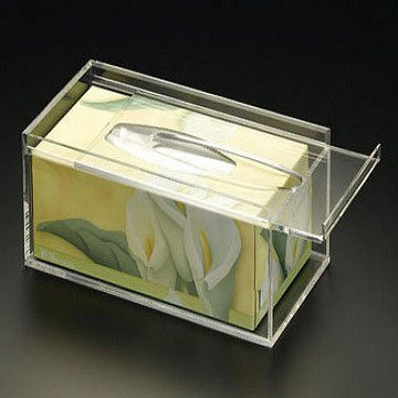 25cm * 15cm * 9cm Acrylic Tissue Box Holder With Customize Logo