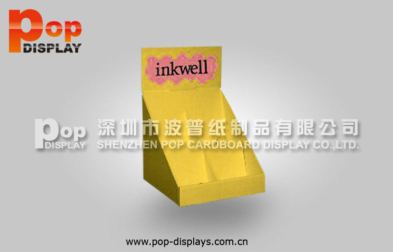 Vertical Yellow Cardboard Magazine Display For Desk Exhibition In Supermarket