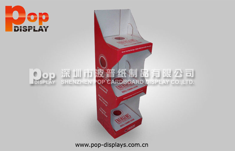Footprint 3 Shelves Paperboard Cosmetic Display Stands For Shopping Mall Promotion