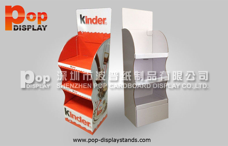 Recycable Cardboard Chocolate Display Stands Glossing Retail Shelving