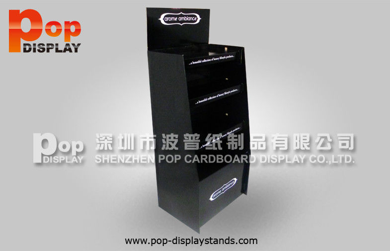 Black Cosmetic Display Stands ,  Durable Cardboard Displays With 4 Shelves