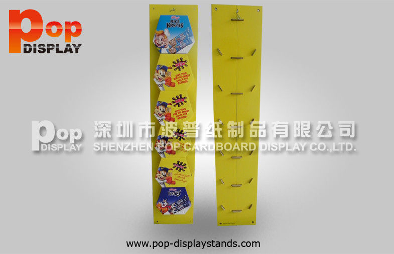 Yellow Cardboard Display Stands Snack Retail Hanging Pockets Display