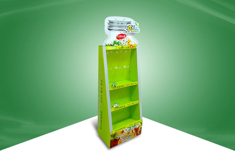 Medicine Green Cardboard Display Stands With Hooks / Shelves