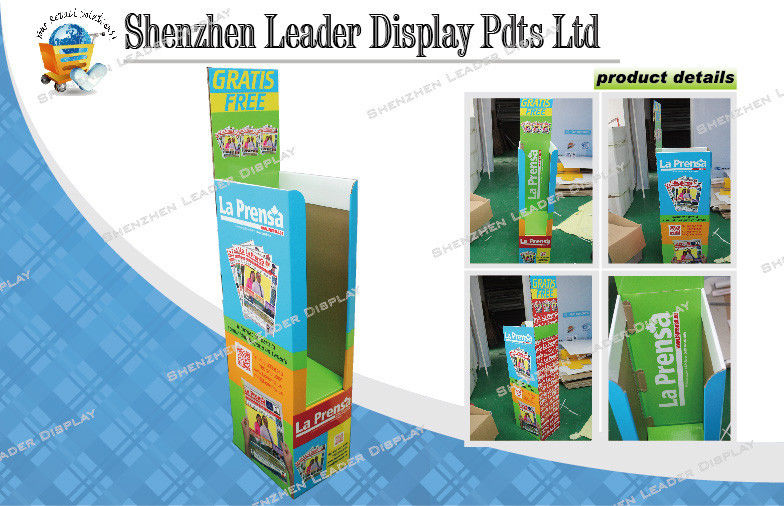 Newspaper Cardboard Display Stands , Green Point Of Purchase Sales Promotion