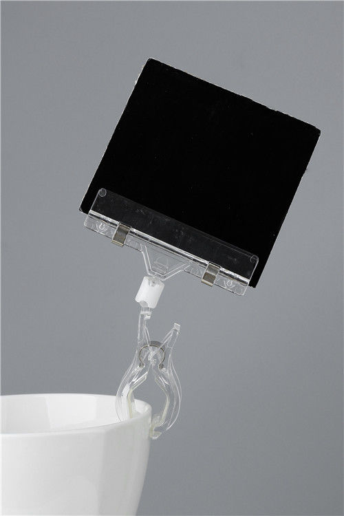 80mm Width Plastic Clip Sign Holders , POP Display Clip for Supermarket Shelf