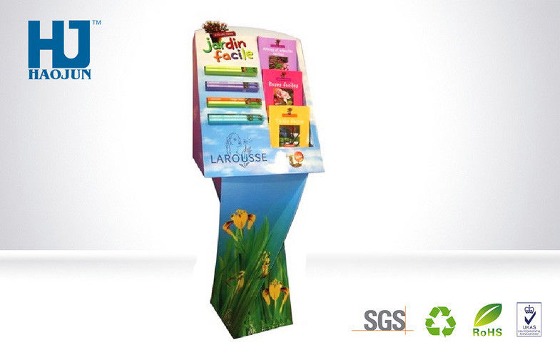 Portable Cardboard Book Magazine Newspaper Floor Display Stands With Easy Assemble