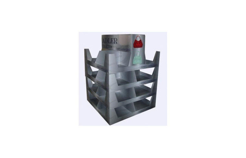 Grey Multipurpose Cardboard Floor Display Racks For Store , Glossy Lamination