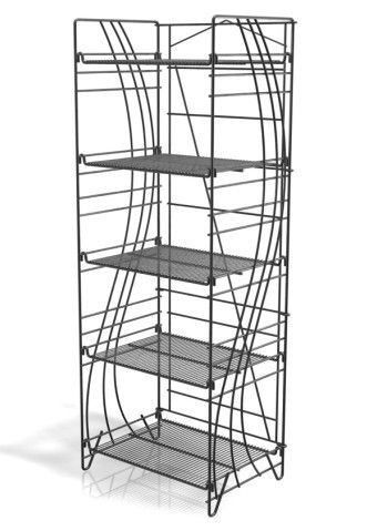 Retail Foldable Wire Beverage Wine Display Stands With 5 Adjustable Shelves