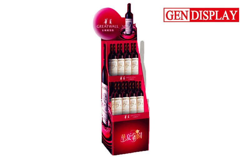 Pos Cardboard Floor Wine Display Stands With Full Color Printing