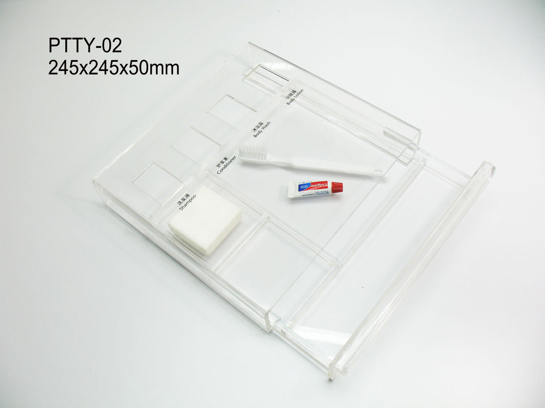 Flat Unbreakable Acrylic Display With Stands Holders Hotel Amenities For Hotels
