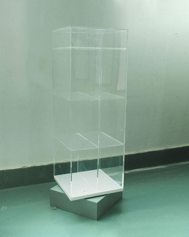 Rotating Acrylic Pop Display Cabinets With Silkscreen Printing / counter display rack