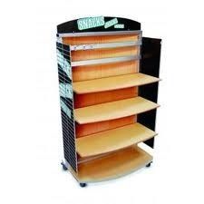Wooded and MDF Display Stands with acrylic shelves for display garments and branded shoes