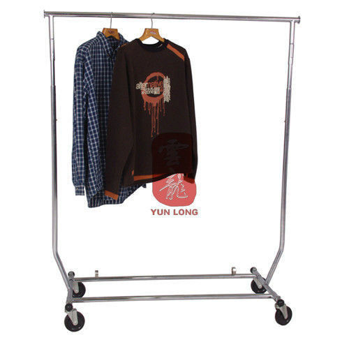 Mobile Metal Portable Clothing Display Racks , Hanging Clothes Rack