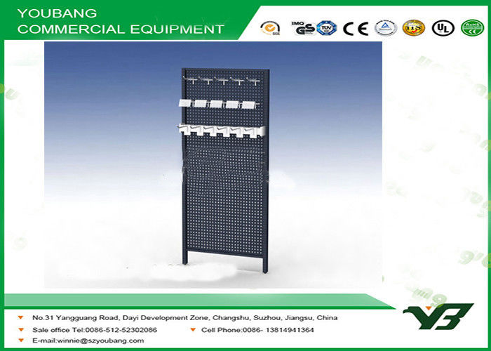 Metal supermarket gondola shelving , display rack with hooks for hanging clothes