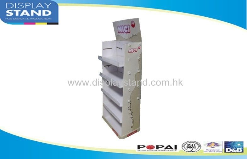 Toys 4 Colors Printed Floor Standing Cardboard Display with 3 Shelves, Supporting Strength 15kgs