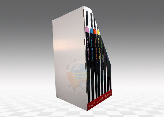 WaterProof  White Cardboard Display Stand For Umbrella Promotion