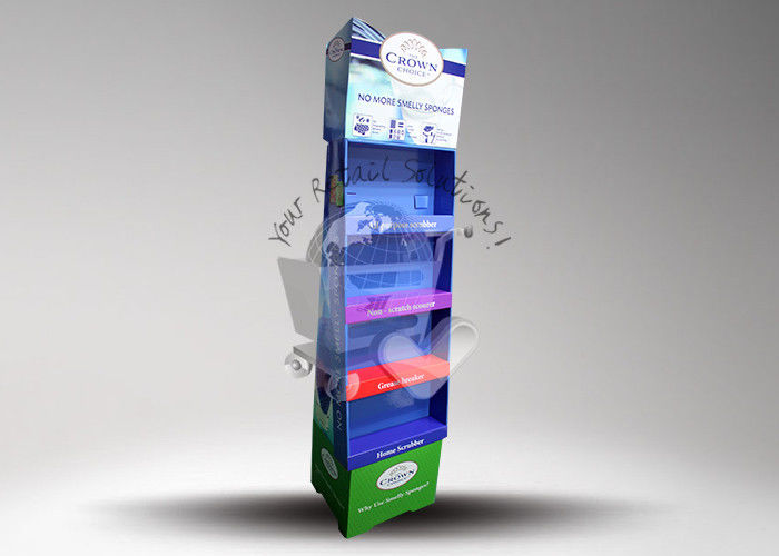 Height 180cm Corrugated Paper Display Floor Shelves for Grocery Scrubber