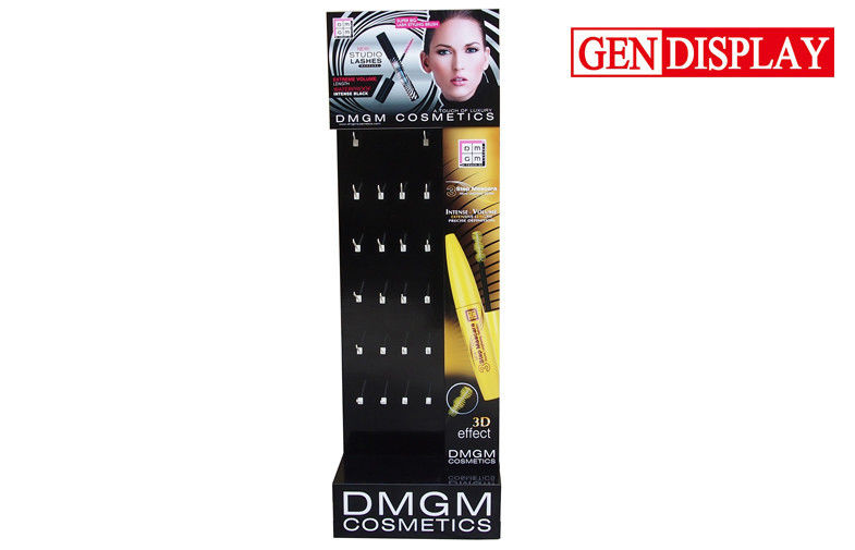Eco-friendly Cardboard Eyeliner Cosmetic Display Stands With Plastic Hooks