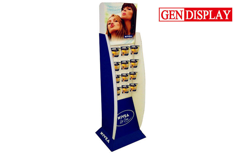 Retail Pop Cardboard Nivea Cosmetic Hooks Display Stand For Lipstick