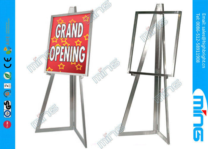 Mordern Chrome Metal Floor Stand Sign Holder, Top Loading Poster Holder